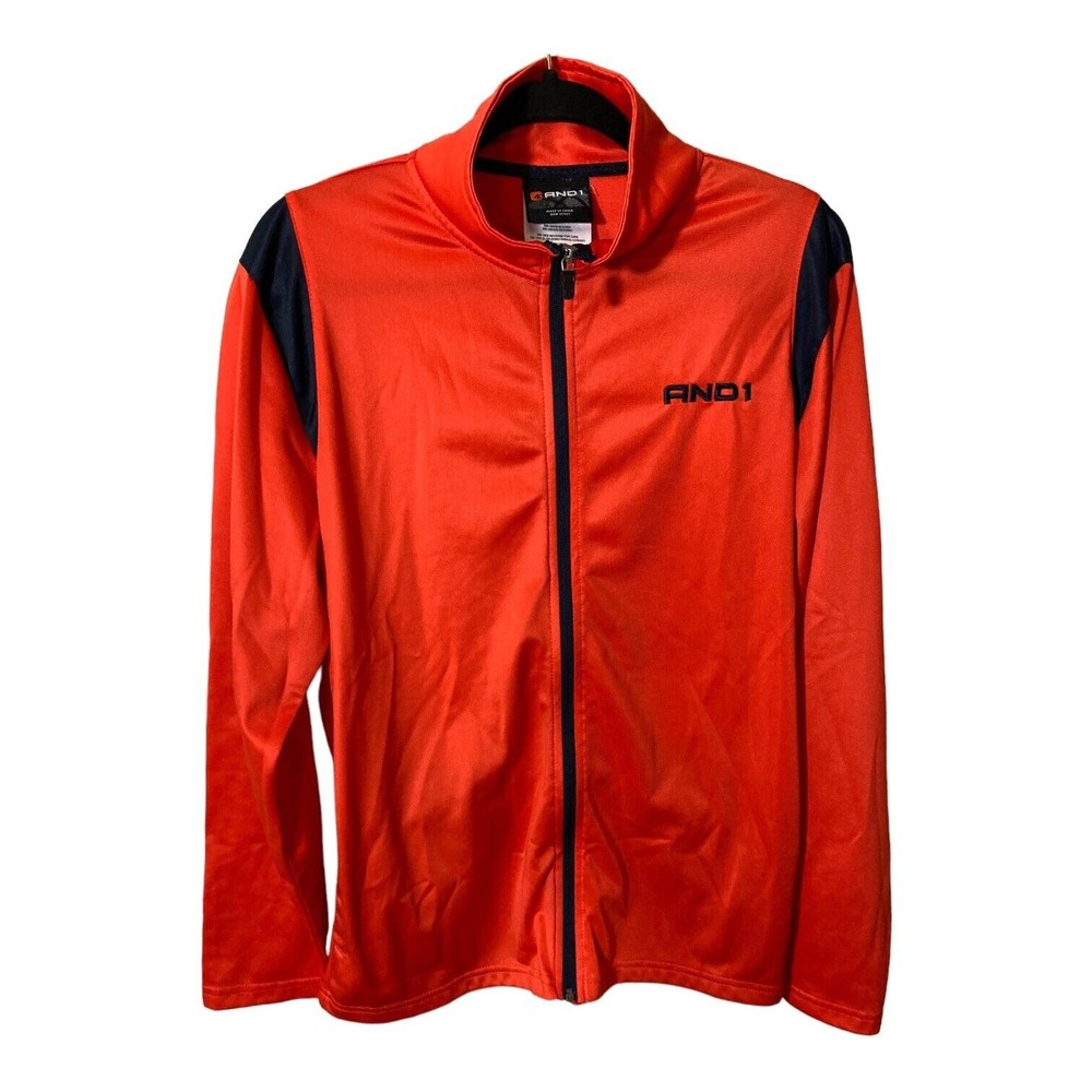 AND1 Jacket Mens Medium Orange/Navy Basketball Warm up NWOT